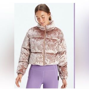 Fabletics Velvet Puffer Jacket - Pink